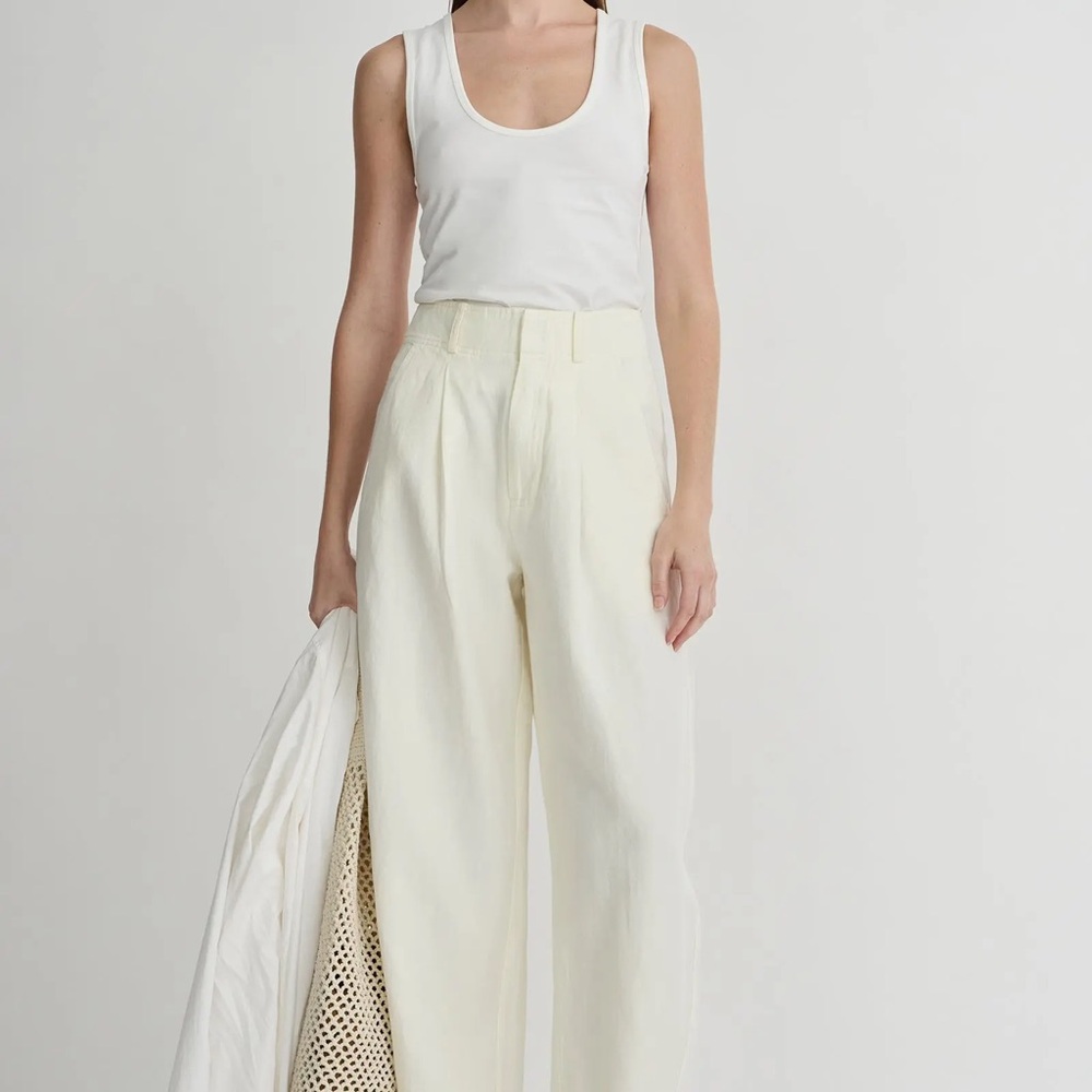 Apiece Apart Cream High-Waist Wide-Leg Pants